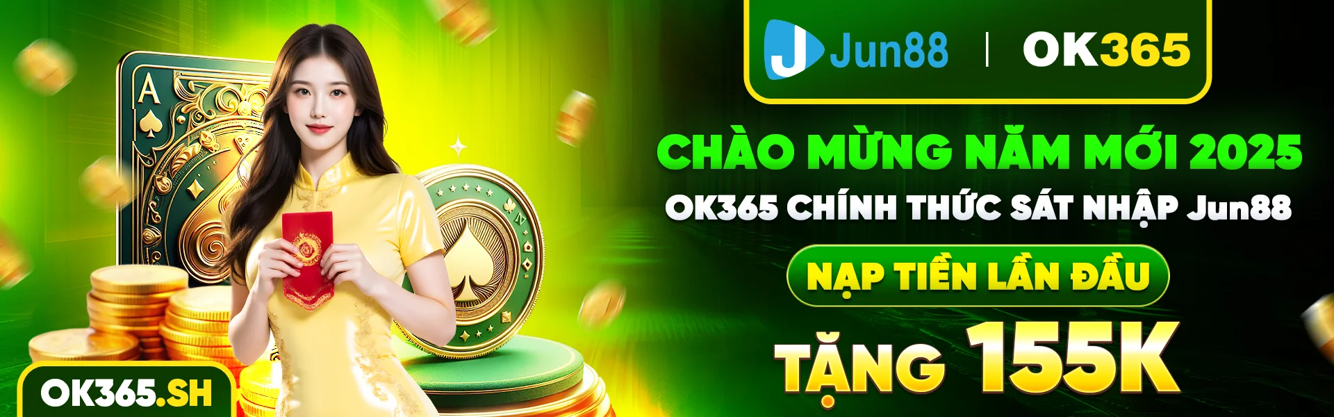 chào mừng năm mới ok365 sát nhập jun88 tặng 155k